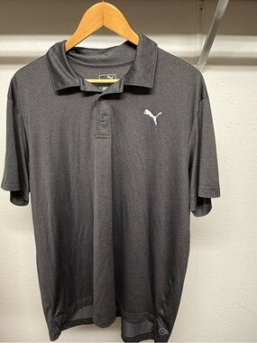 Puma Men's Dark Gray Polo with White Logo large